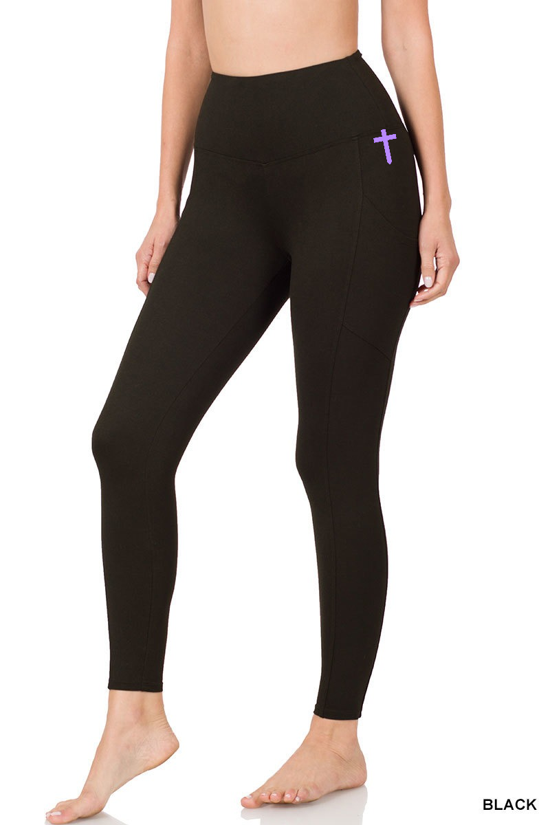 CROSS HIP LEGGINS BLK/PURP