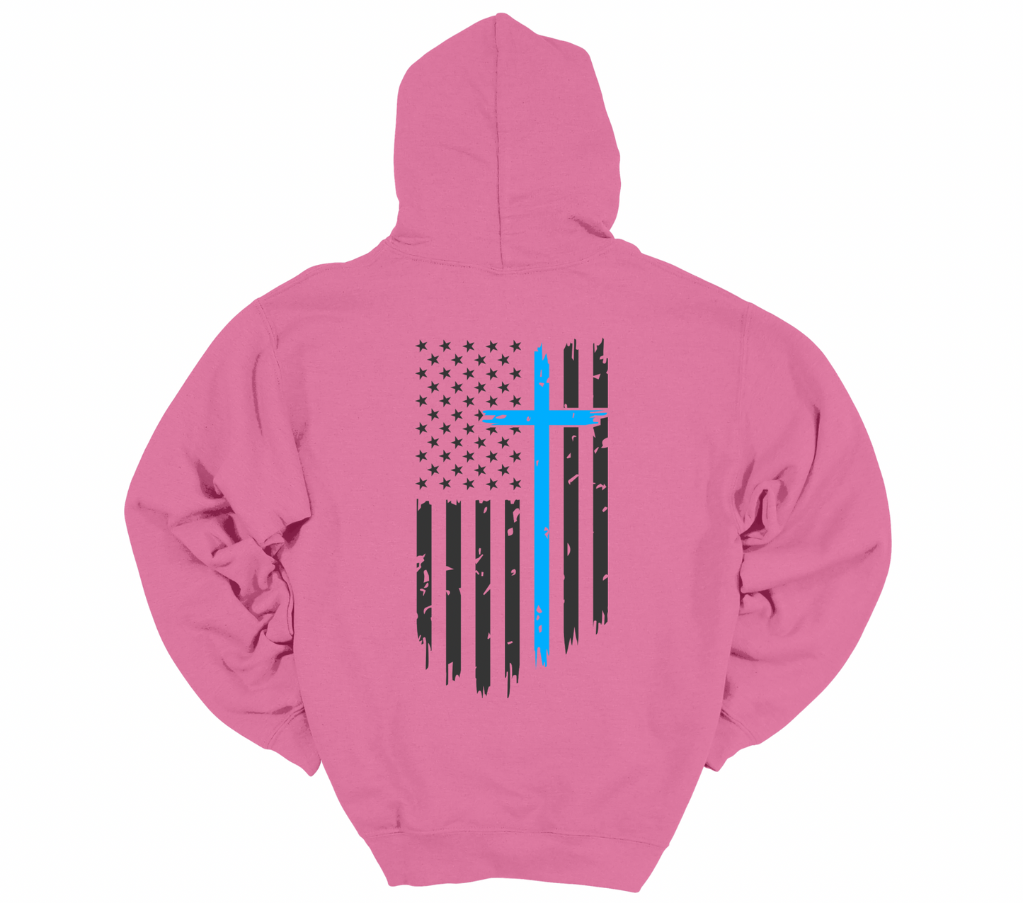 Baby Blue Cross Flag - Pink Hoodie