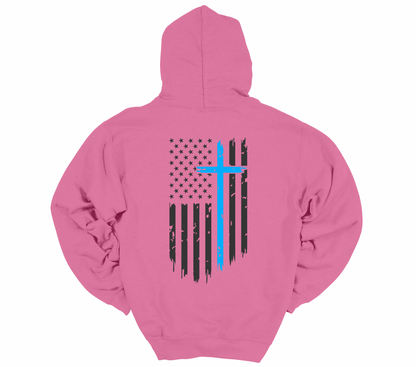Baby Blue Cross Flag - Pink Hoodie