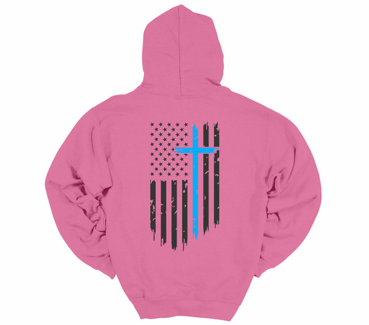 Baby Blue Cross Flag - Pink Hoodie