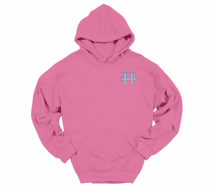Baby Blue Cross Flag - Pink Hoodie