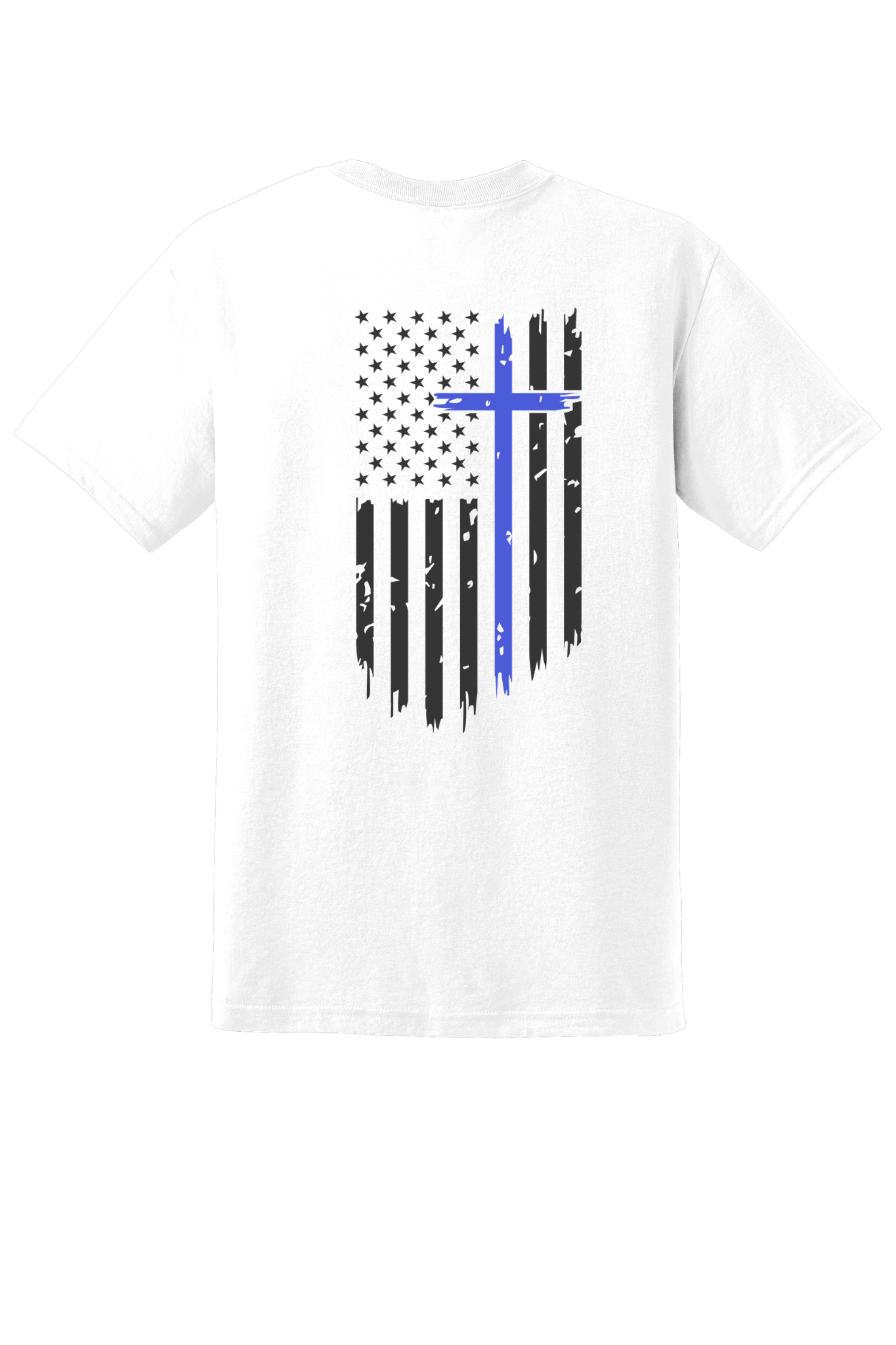 Faith Over Flag Hoodie – White | Black Flag & Blue Cross
