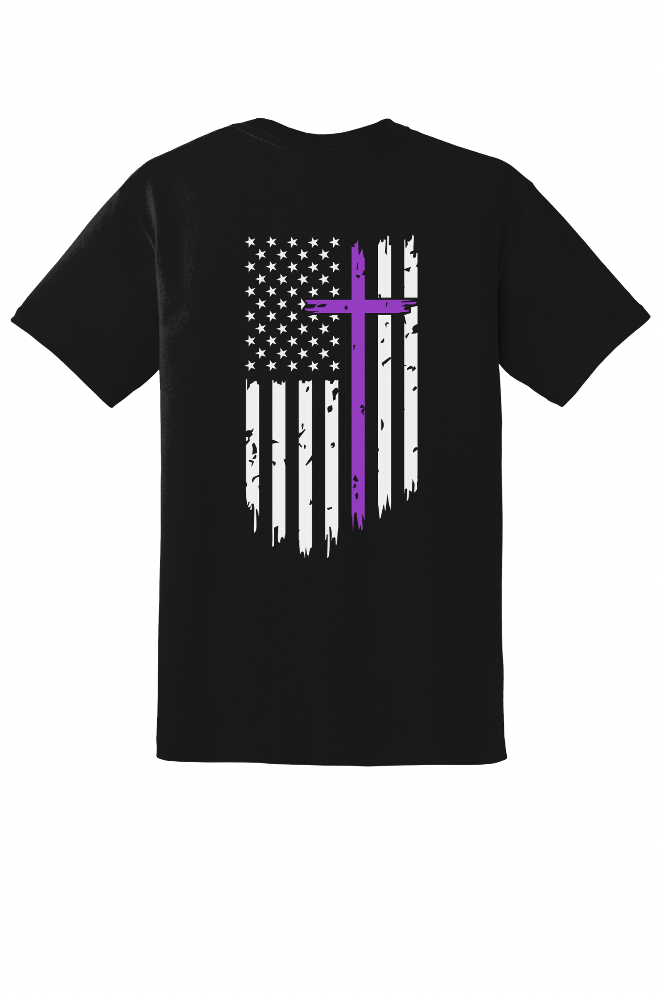 Faith Over Fear American Flag Cross Tee – Purple Cross