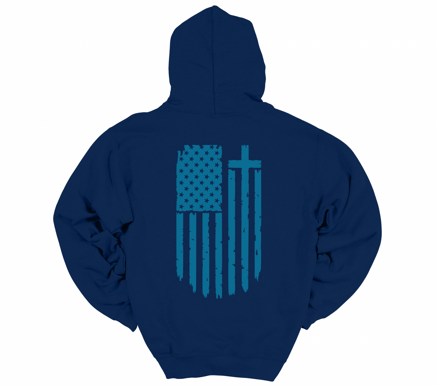 Men’s Faith & Freedom Hoodie – Blue Flag Cross Design | Police Collection