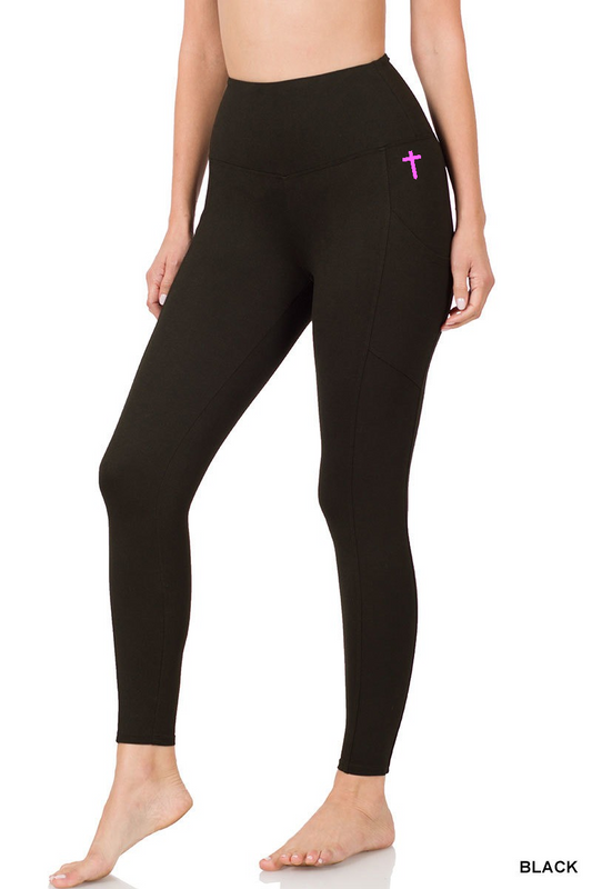 CROSS HIP LEGGINS BLK/PINK
