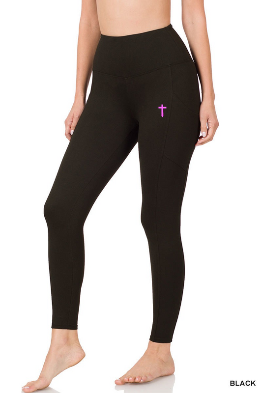 CROSS THIGH LEGGINS BLK/PINK