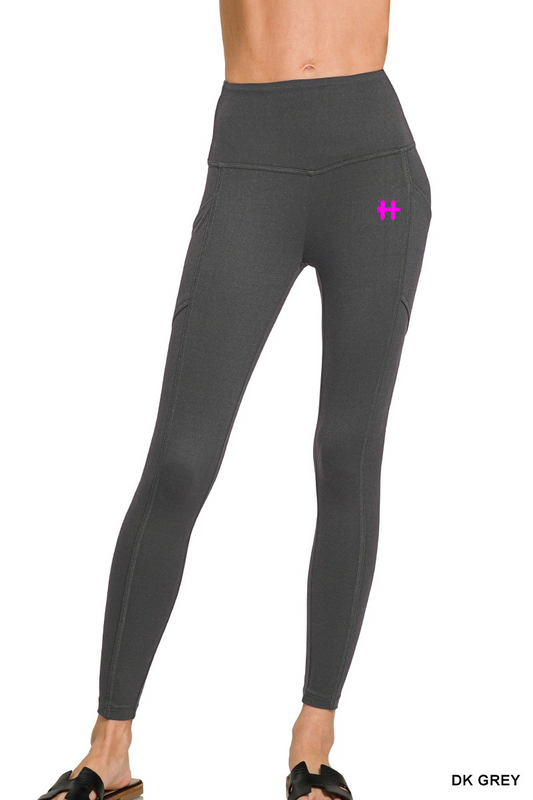 H THIGH LEGGINS GREY/PINK