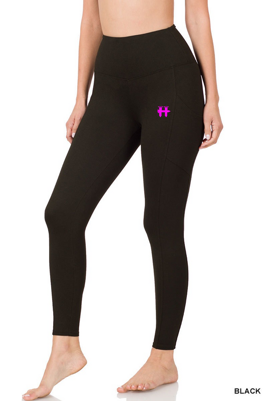 H THIGH LEGGINS BLK/PINK