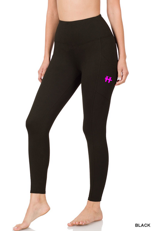 H POCKET LEGGINS BLK/PINK